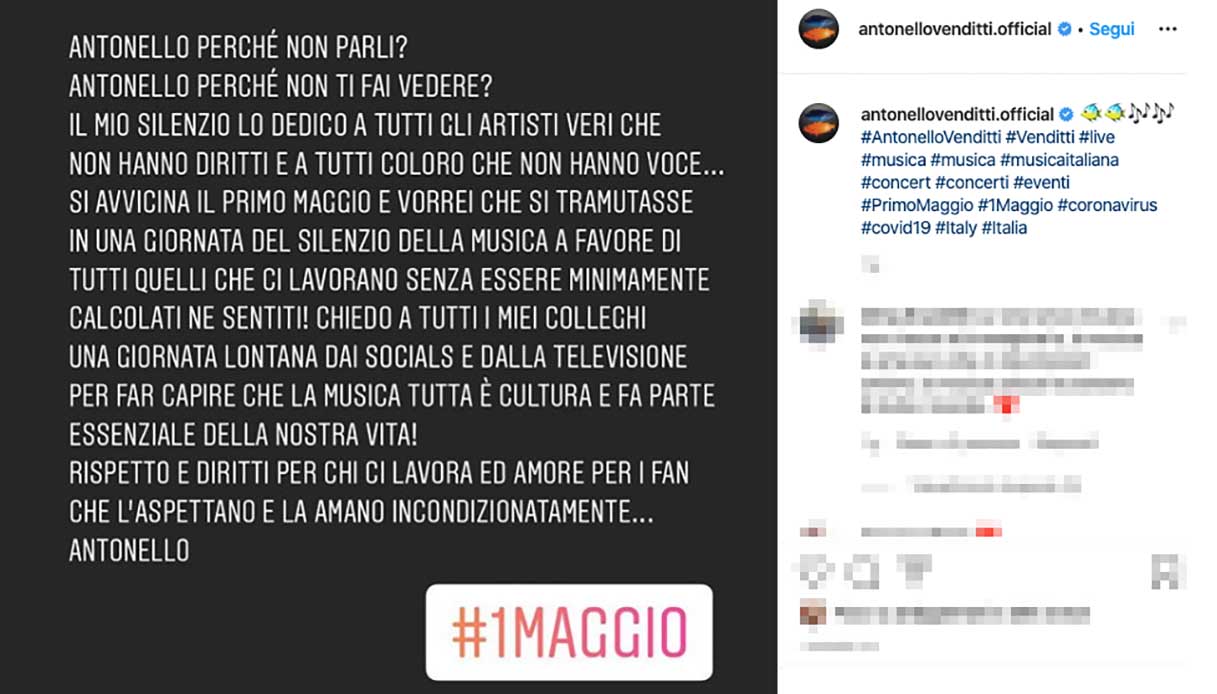 Il post di Antonello Venditti su Instagram