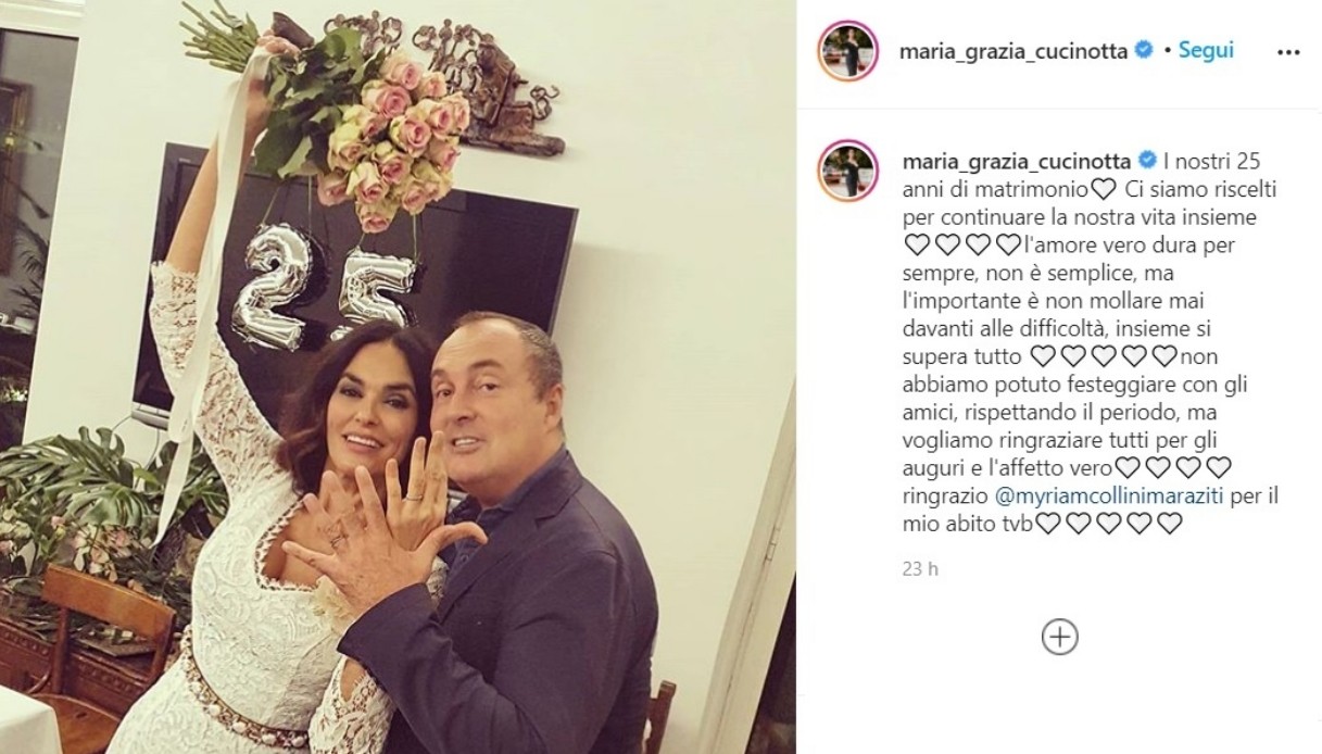 Maria Grazia Cucinotta 25 anni matrimonio
