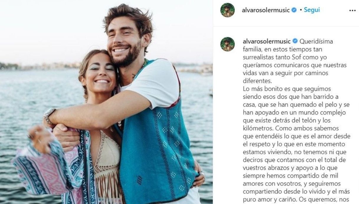 Alvaro Soler, il post su Instagram
