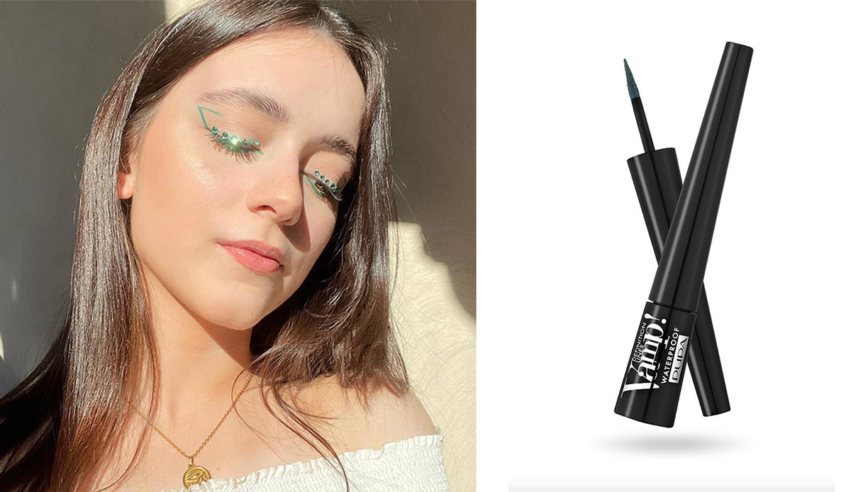 eyeliner colorato verde look