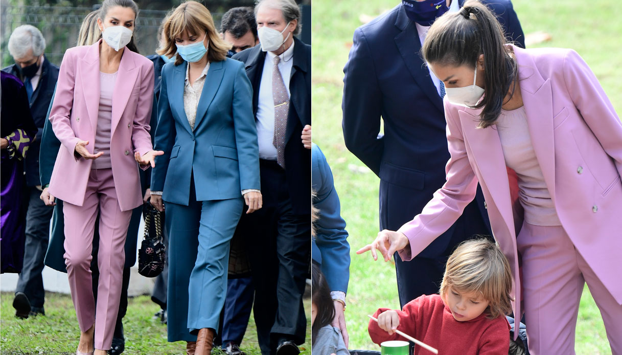 Letizia di Spagna tailleur rosa