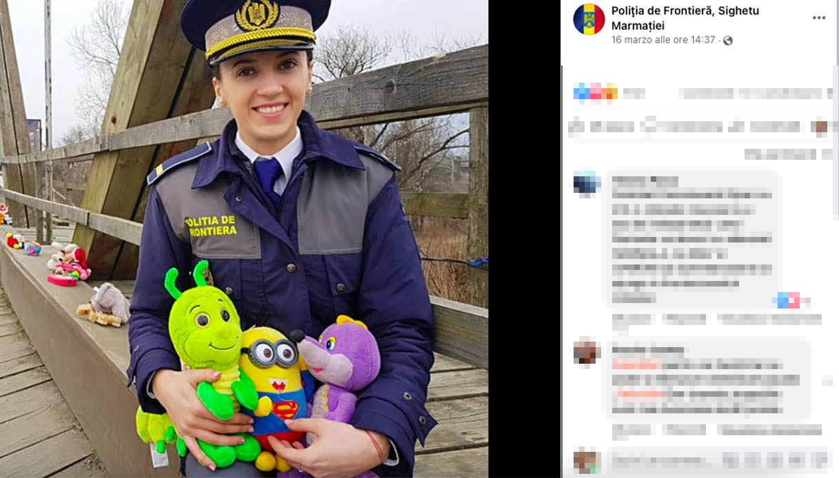 Ponte dei Peluche, la foto condivisa su Facebook dalla Polizia di frontiera, Sighetu Marmației