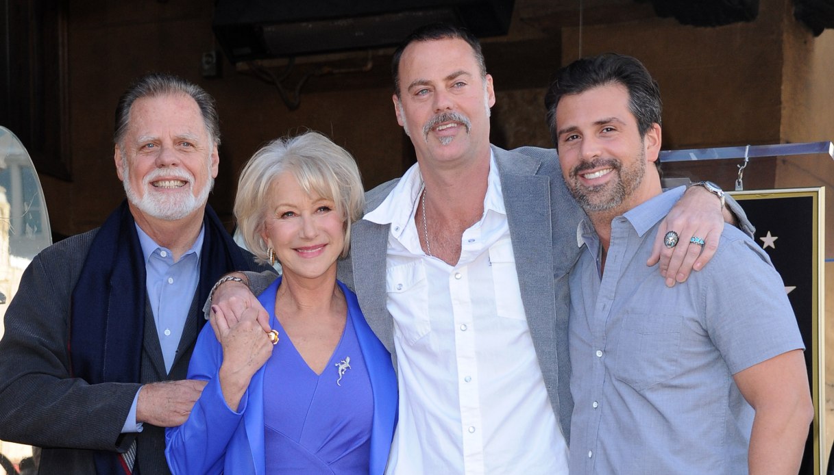 Helen Mirren con il marito Taylor Hackford e i figli Rio e Alexander
