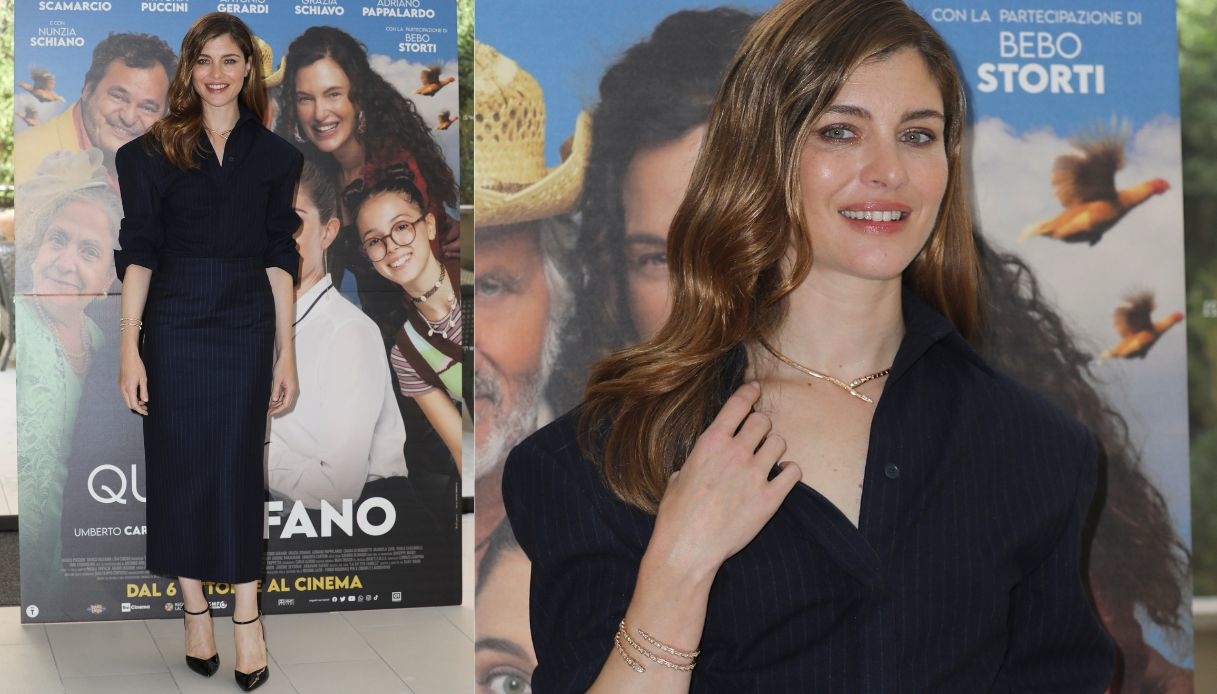 Vittoria Puccini, il look per il photocall di Quasi orfano