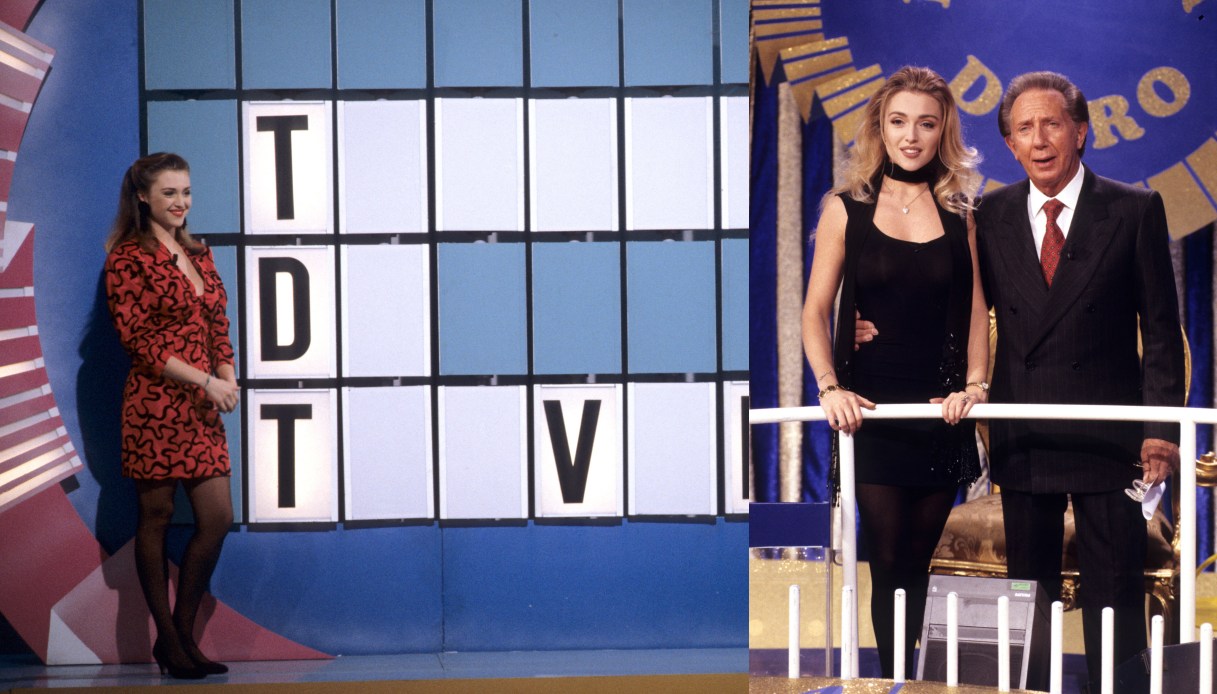 Paola Barale in tv con Mike Bongiorno