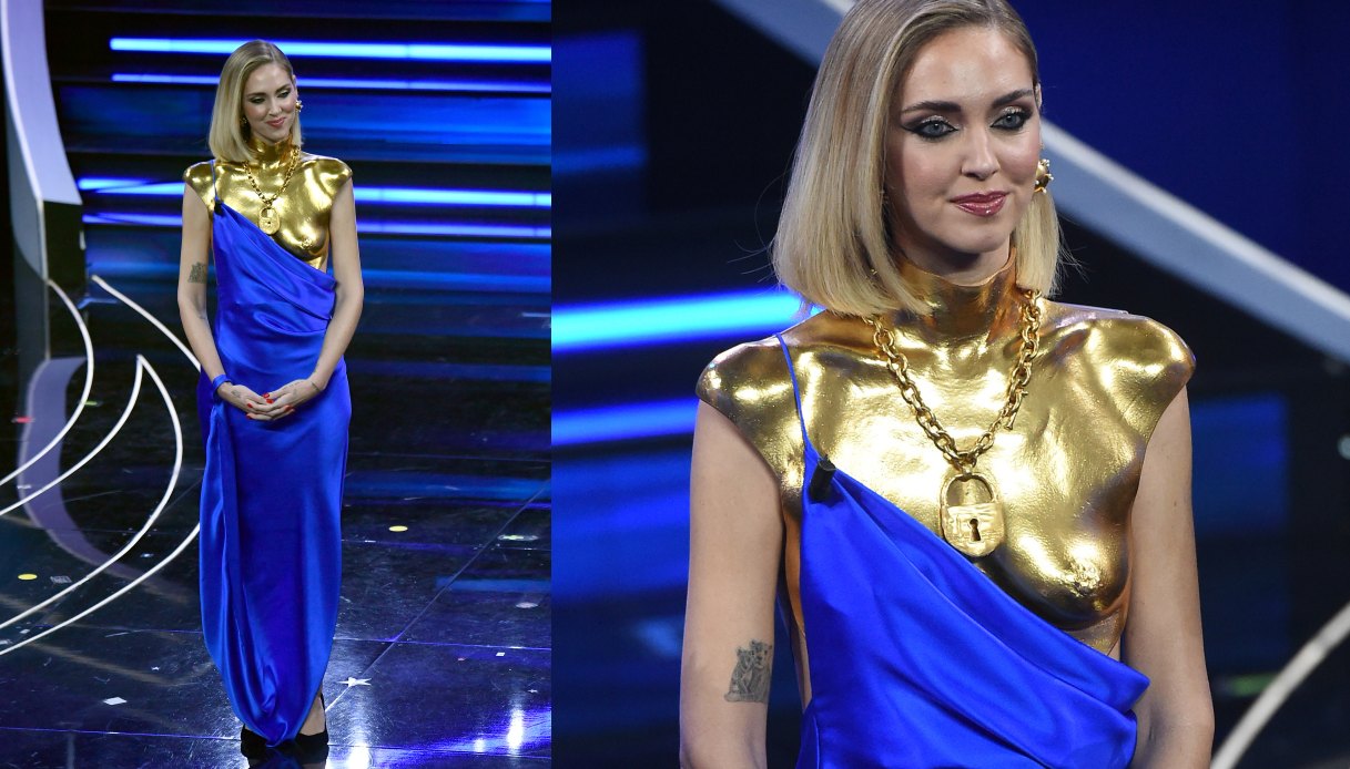 Ferragni, il primo abito della finale di Sanremo