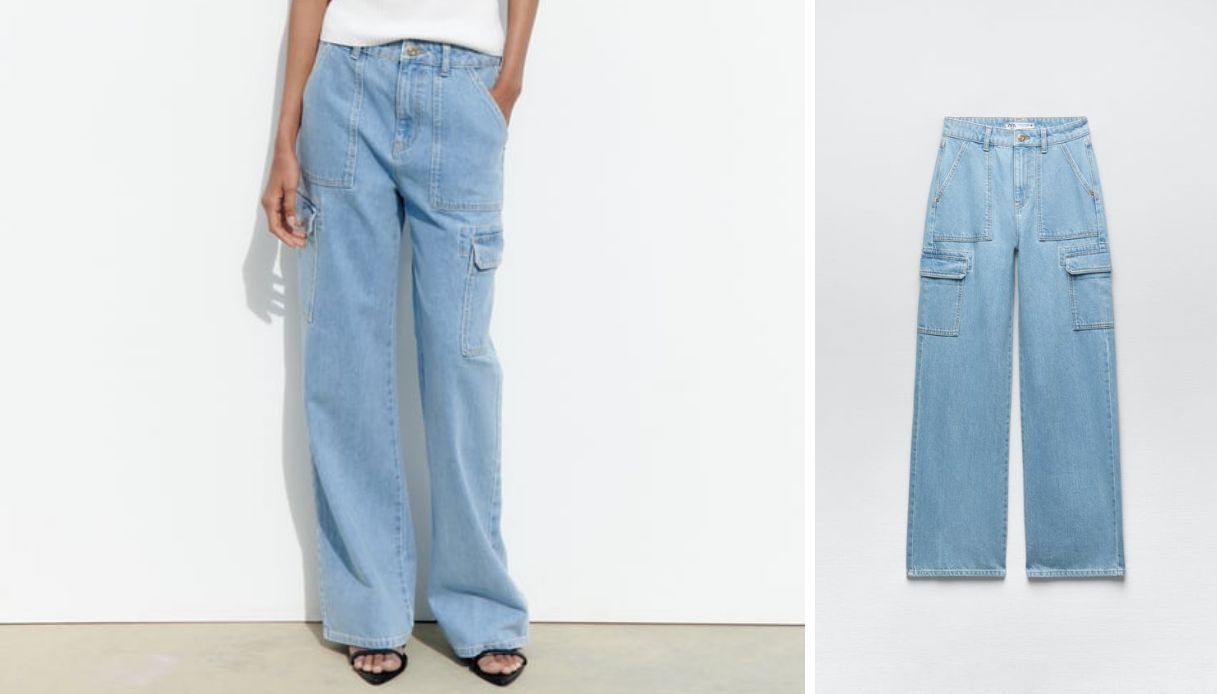 Pantaloni cargo in denim