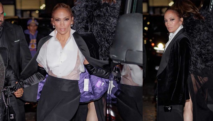 Jennifer Lopez in smoking al MET Gala