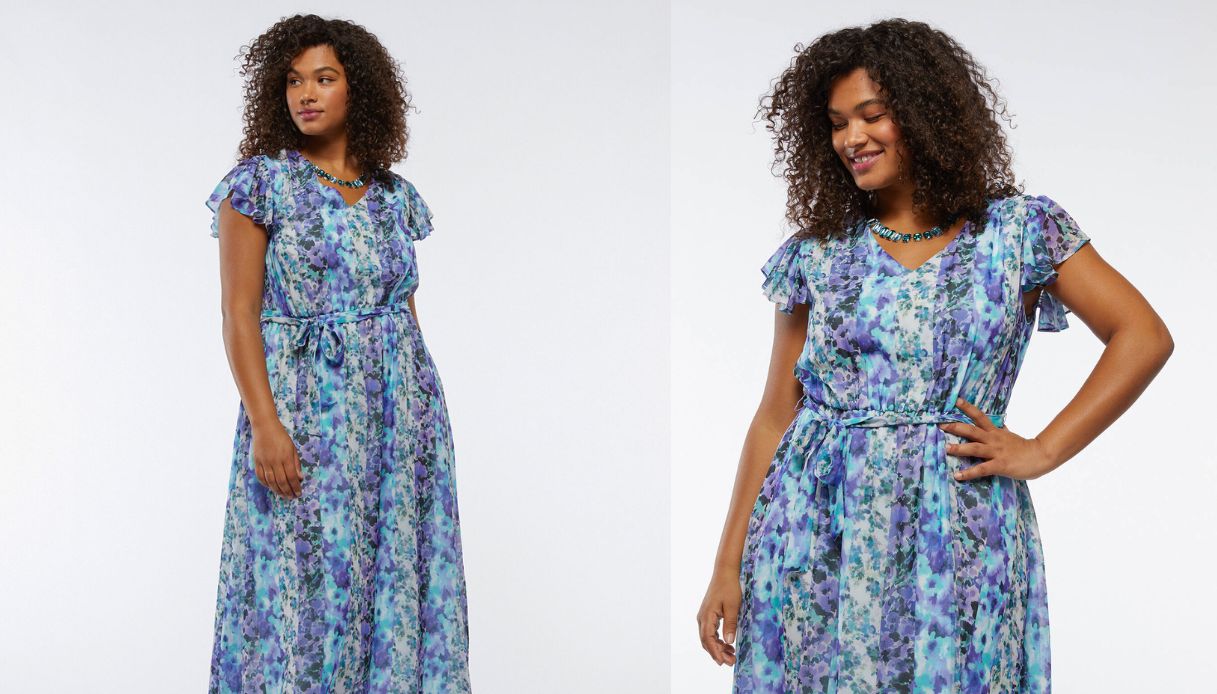 abito curvy con stampa a fiori
