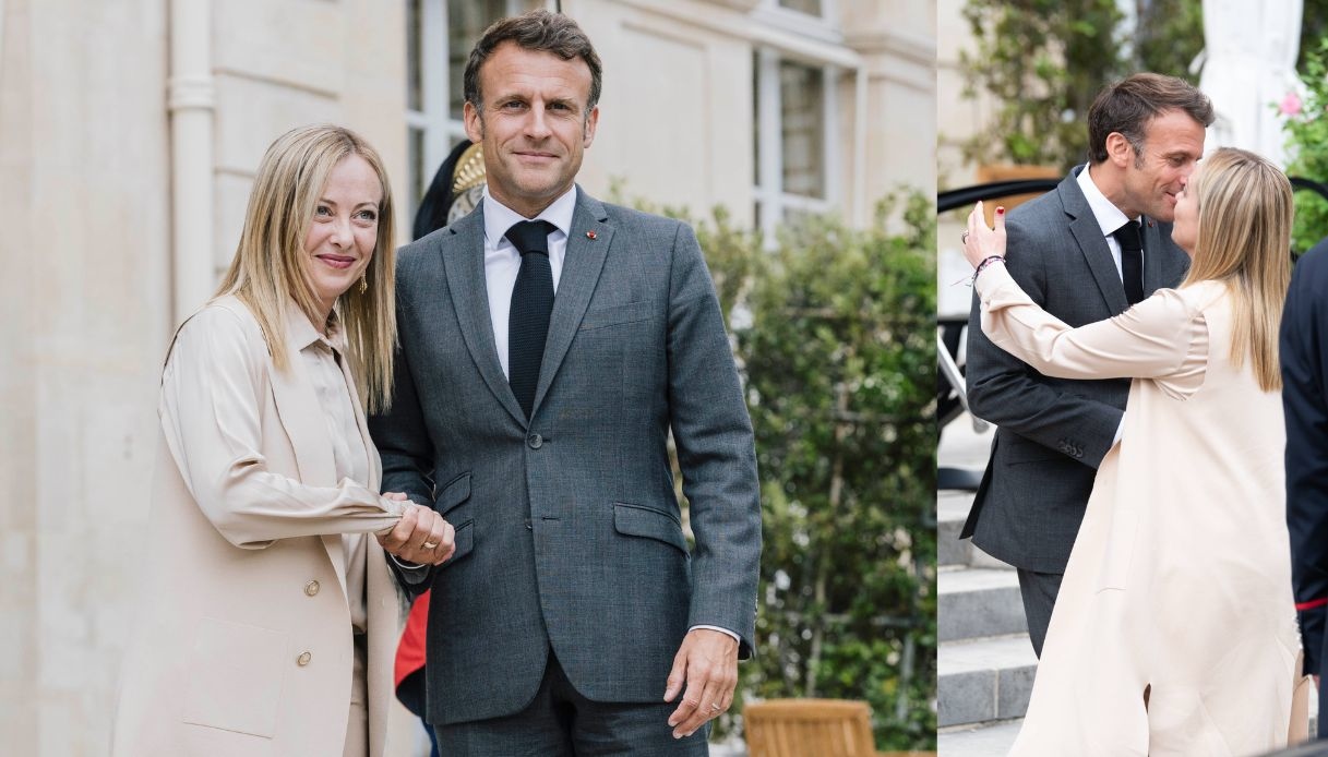 Giorgia Meloni ed Emmanuel Macron all'Eliseo