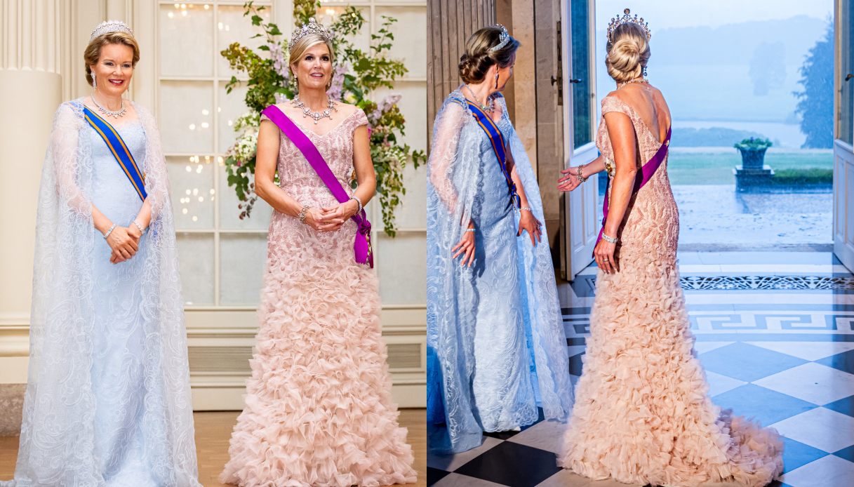 Maxima d'Olanda con un abito rosa in tulle