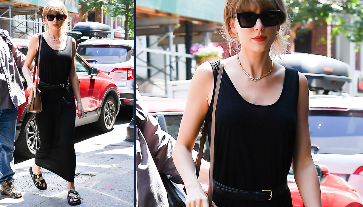 Taylor Swift con l'abito lungo nero