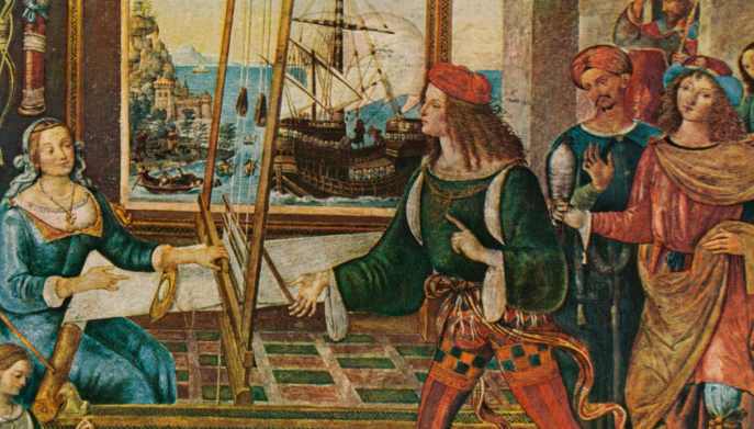 Penelope alla tela ne "il ritorno di Ulisse" di Pinturicchio