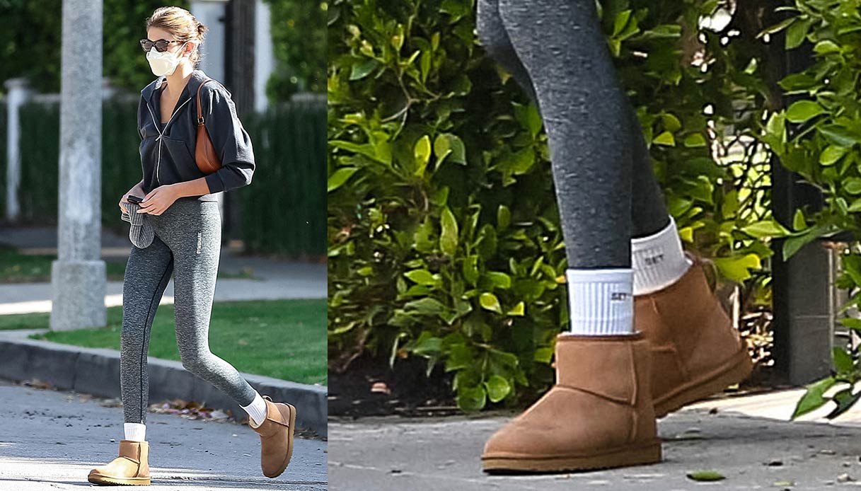 Kaia Gerber a Los Angeles nel 2021: look casual e UGG