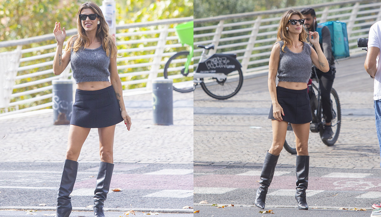 Elisabetta Canalis a Roma mentre gira lo spot di "TILT Tieni il Tempo"