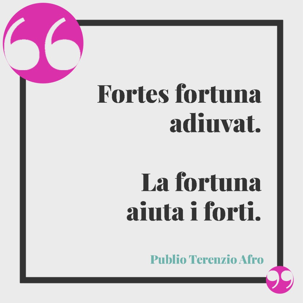 Frasi sulla vittoria. Fortes fortuna adiuvat - La fortuna aiuta i forti. (Publio Terenzio Afro)