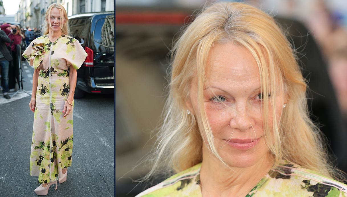 Pamela Anderson alla sfilata di Victoria Beckham alla Paris Fashion Week di ottobre 2023