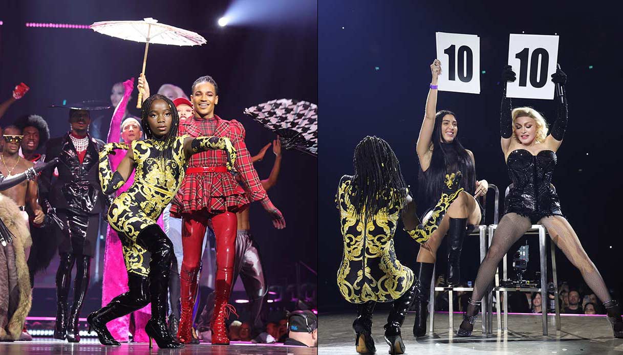 Madonna e le figlie Estere e Lourdes sul palco del Celebration Tour