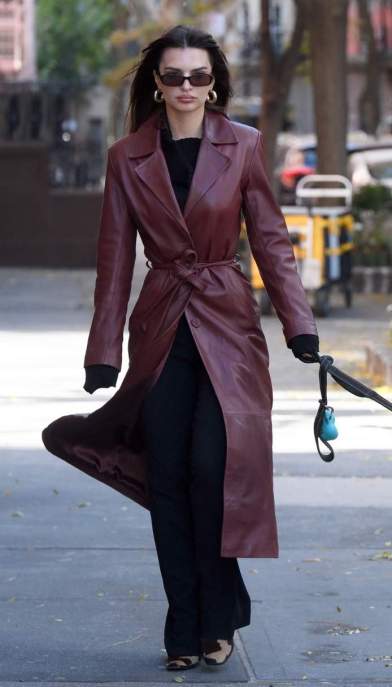 Emily Ratajkowski in burgundy