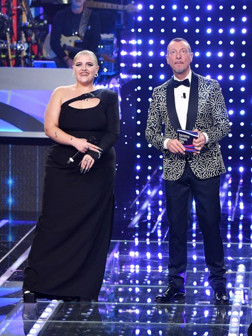 Big Mama con Amadeus durante la serata di "Sanremo Giovani" 2023