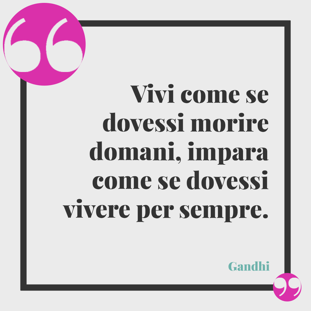Frasi sulla solidarietà. Vivi come se dovessi morire domani, impara come se dovessi vivere per sempre. Gandhi