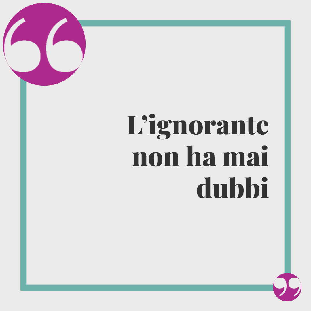 Frasi sull’ignoranza. L’ignorante non ha mai dubbi