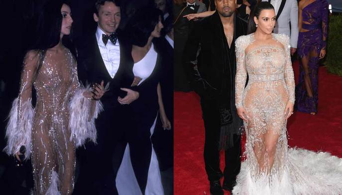 Cher e Kim Kardashian con l'abito piumato