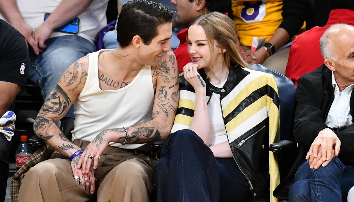 Damiano David e Dove Cameron alla partita dei Lakers a Los Angeles