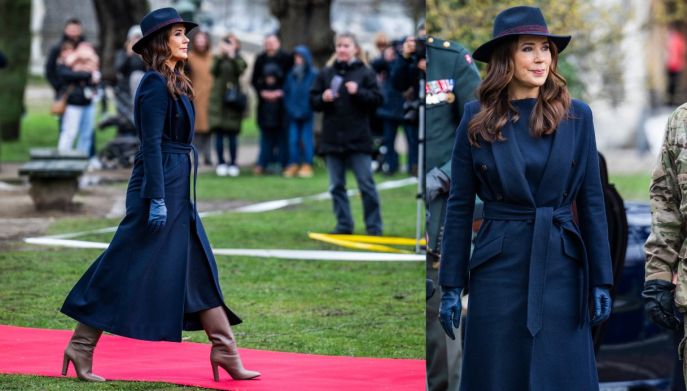 Mary di Danimarca, in un completo blu navy