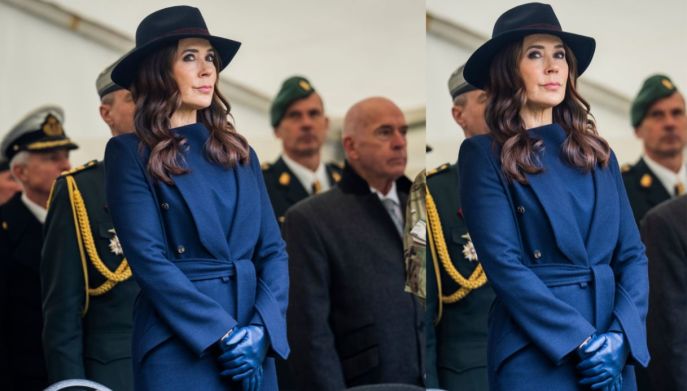 Mary di Danimarca, in un completo blu navy