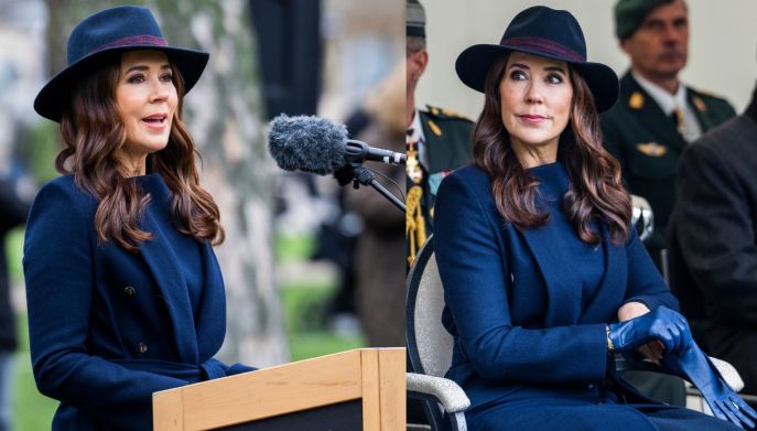 Mary di Danimarca, in un completo blu navy