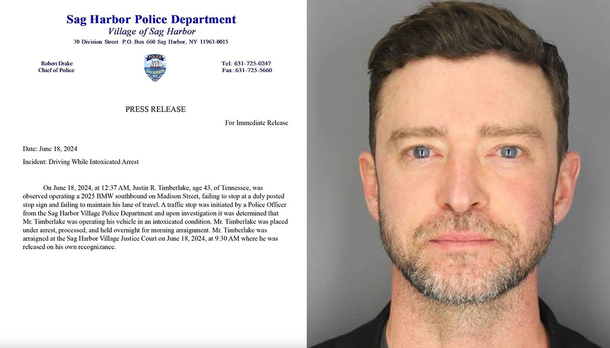 Justin Timberlake arrestato per guida in stato di ebbrezza