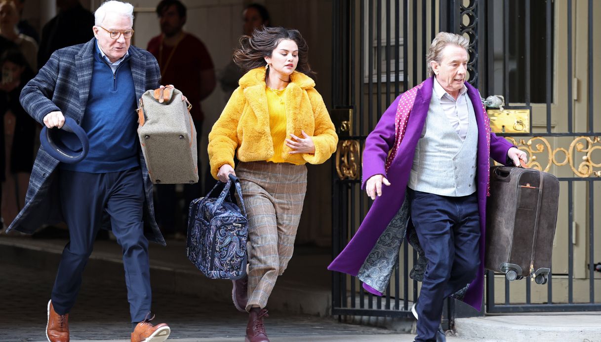 Selena Gomez, Steve Martin e Martin Short sul set di "Only Murders in the Building"