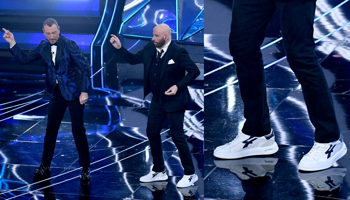 John Travolta al Festival di Sanremo con Amadeus