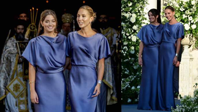 Olympia e Arrietta di Grecia al matrimonio di Theodora di Grecia