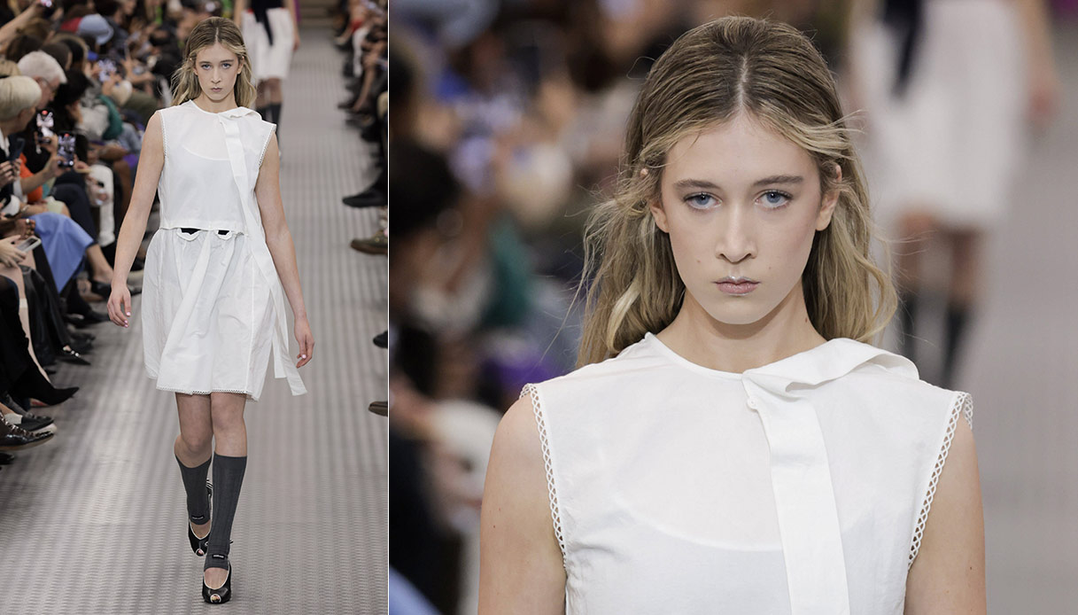 Sunday Rose sfila per Miu Miu alla Paris Fashion Week di ottobre 2024