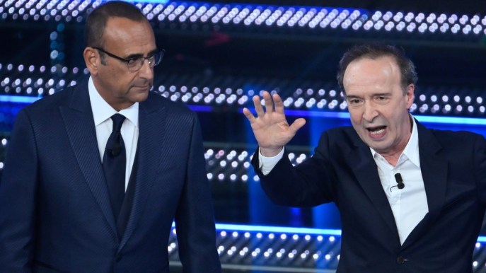 Il Sogno, Roberto Benigni ringrazia De Martino e scherza su Conti: “Sta già lavorando a Sanremo”