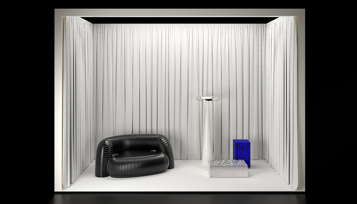 Uno dei booth più fotografati: Sestospettro porta in scena un dialogo tra tecnologie avanzate e forme organiche, in una scenografia total white.