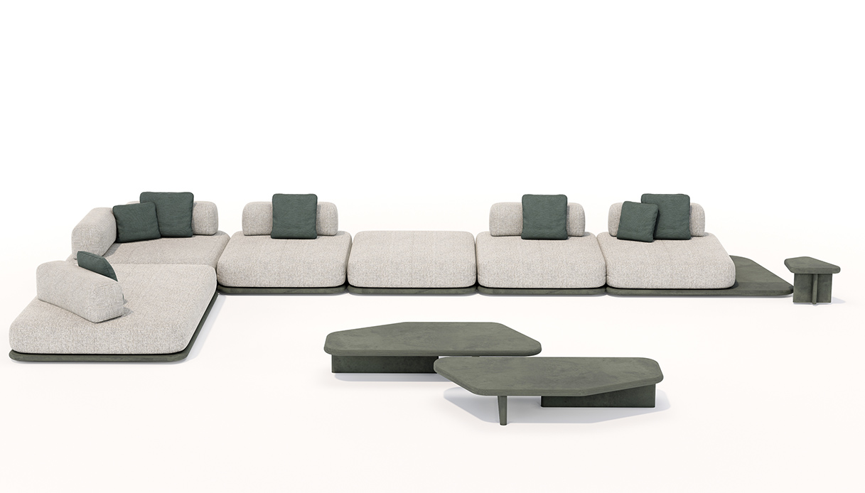 Mono di Muundo, realizzato in Mortex, reinterpreta il divano outdoor come scultura naturale