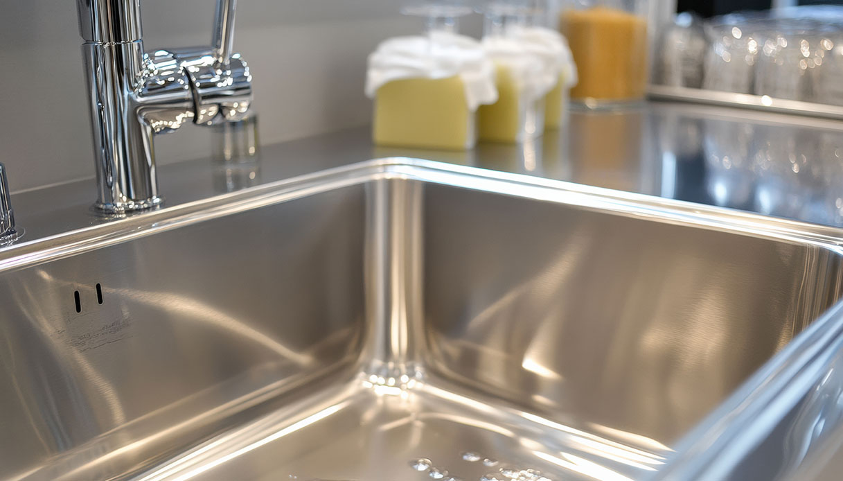 Lavabo in acciaio pulito