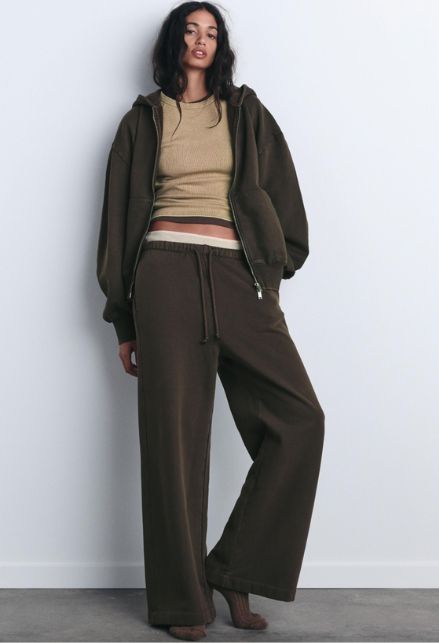 pantaloni tuta wide leg Zara