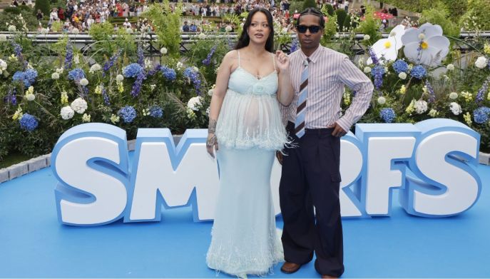 Rihanna con Asap Rocky alla premiere I Puffi