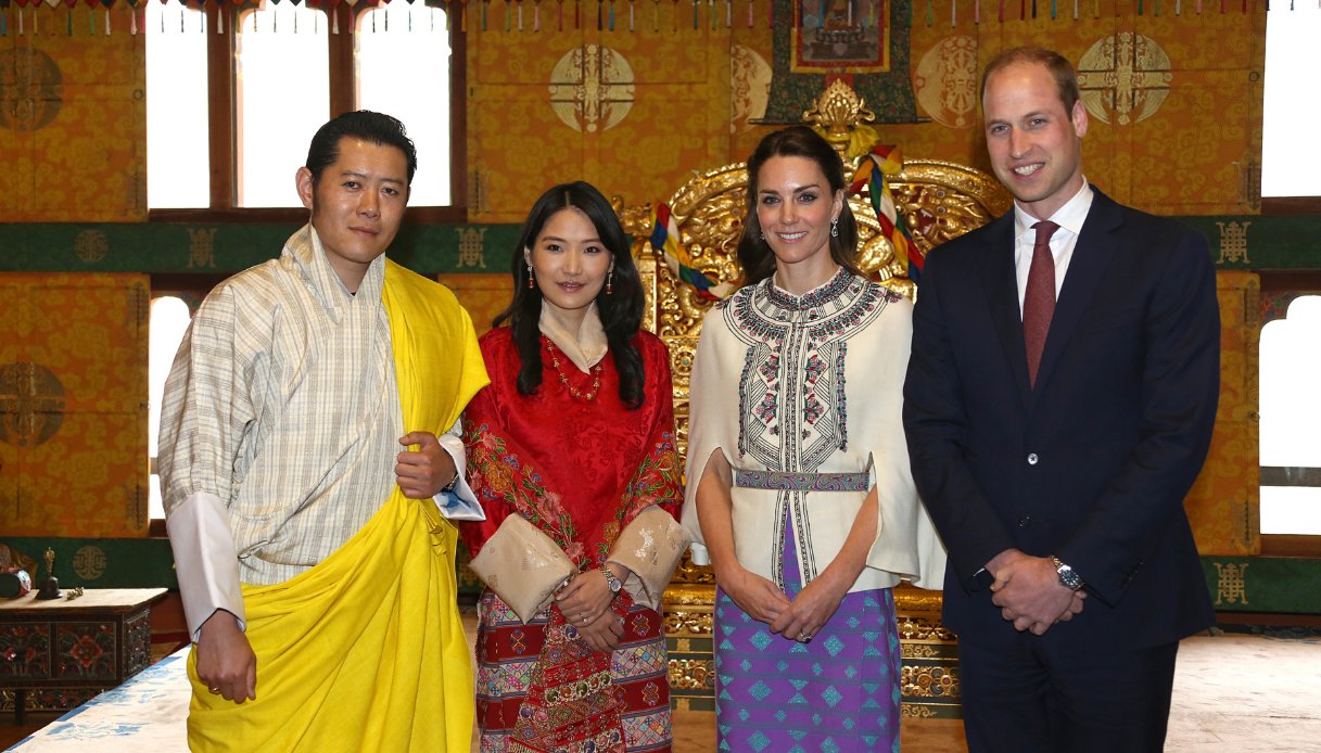 Il Re e la Regina del Bhutan, nel 2016, con William e Kate, allora Duchi di Cambridge