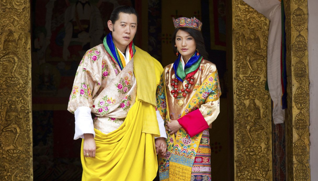 Il Re e la Regina del Bhutan nel giorno del loro matrimonio